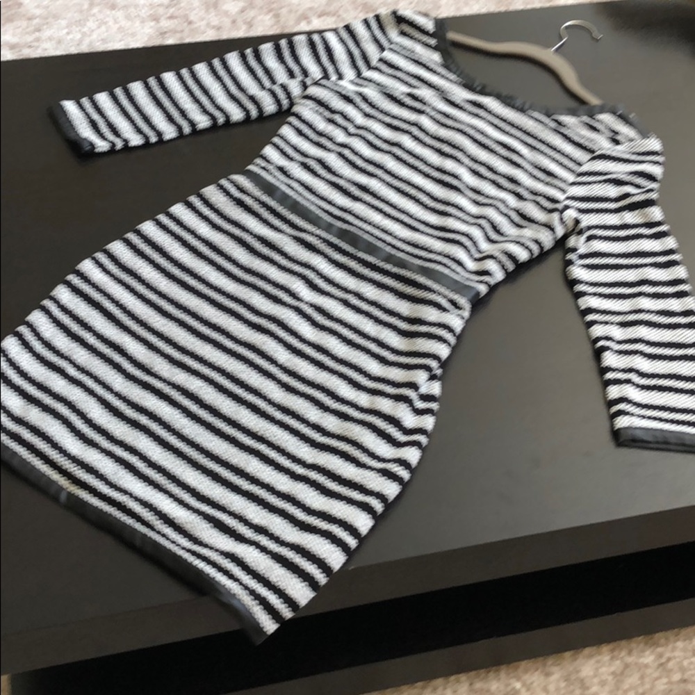 TART dress small, black/white with leather trim.